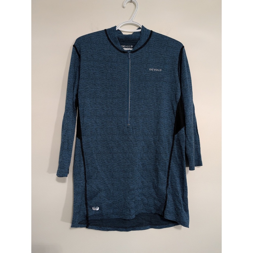 Devold Merino Wool Mountain Biking Cycling Men's L Blue 3/4 Sleeve Jersey Shirt